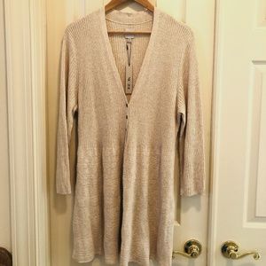 NWT Nic + Zoe Oatmeal, Textured Lightweight Long Cardigan - XL